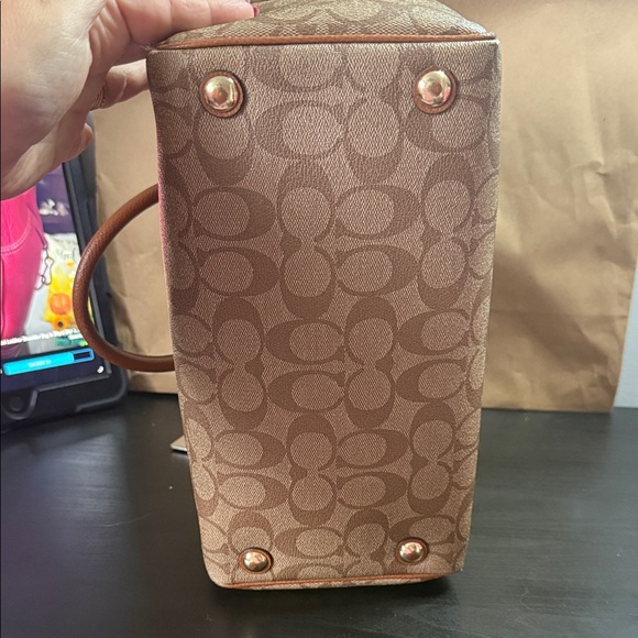 Coach Bennett Tan and Brown Signature Satchel - Picture 8 of 16